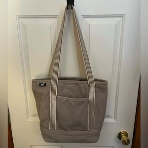 Lands End grey canvas tote with long handle
